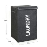 53 CM Foldable Fabric Laundry Hamper Basket with Lid and Handles Collapsible Clothes Organizer Baskets for Laundry and Clothes Storage Gray - Image 3
