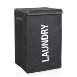 53 CM Foldable Fabric Laundry Hamper Basket with Lid and Handles Collapsible Clothes Organizer Baskets for Laundry and Clothes Storage Gray - Image 2