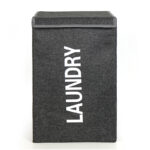 53 CM Foldable Fabric Laundry Hamper Basket with Lid and Handles Collapsible Clothes Organizer Baskets for Laundry and Clothes Storage Gray - Image 4