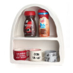 2 Tier Floating Storage Racks Arched Coffee Corner Shelf Organizer Rack Wall Mounted Display Shelves for Home Decor Living Room Bedroom Kitchen White - Image 2