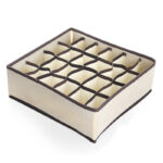 24 Compartments Foldable Storage Organizer Box Multipurpose Closet Clothes Dividers for Socks Ties and Underwear 1 Piece Beige