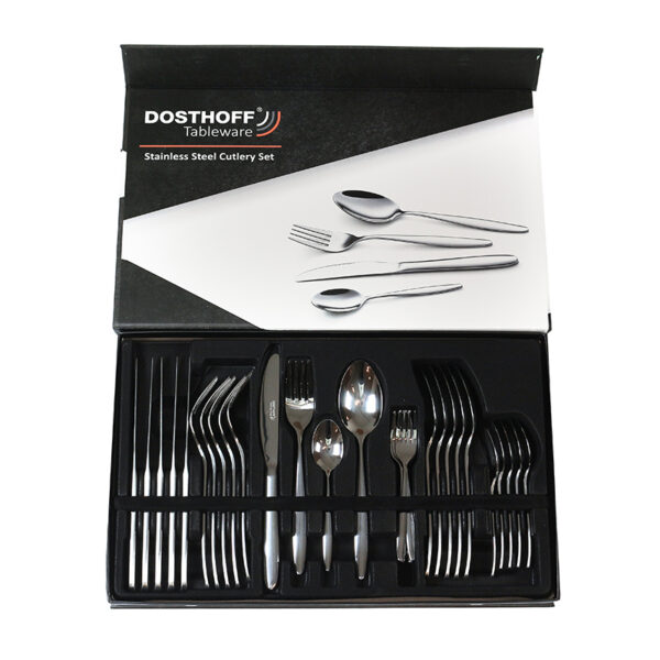30 Pieces Silverware Cutlery Set Including 6 Dinner Forks 6 Dessert Forks 6 Knives 6 Dinner Spoons and 6 Dessert Spoons Dishwasher Safe Silver