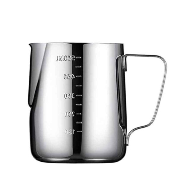 550 ML Stainless Steel Measuring Cup with Markings and Handle Heat Resistant Milk Frother Cup for Espresso Coffee Cappuccino and Latte 1 Piece Silver