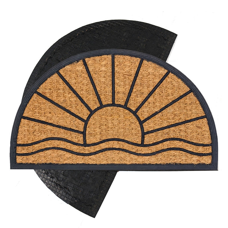 75 CM Half Round Door Mat with Rubber Backing Dirt Trapping Outdoor Mats Water Absorbent Non Slip Front Back Door Mats 1 Piece (3) 77 CM Semi Circle Door Mat with Rubber Backing and Sunrise Pattern Design Dirt Trapping Outdoor Mats Water Absorbent Non Slip Front Back Door Mats - Image 1