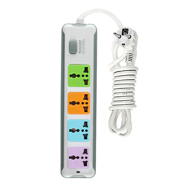 2.85 M Colorful Power Strip Extension Wire with 4 Sockets Safety Protection Socket Surge Protector Extension Boards 1 Way Extension Socket