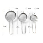 Set of 3 Stainless Steel Filter Strainer with Handle Fine Mesh Sieve Strainer for Tea Leaf Coffee Powder and Flour Silver - Image 3