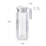 1.1 L Polycarbonate Plastic Pitcher with Lid and Handle Heat Resistant Beverage Jug for Water Juice Milk Hot and Cold Drinks - Image 3