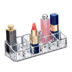 12 Compartments Clear Acrylic Cosmetic and Makeup Storage Organizer for Lipsticks Lip Glosses Eyeliner and Mascara 1 Piece