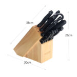 14 Pieces Block Knife Set with Scissor Stainless Steel Kitchen Knives with Black Handles and Wooden Block Stand Professional Kitchen Knife Set - Image 3