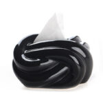 21 CM Ceramic Tissue Box Holder Modern Creative Irregular Shaped Tissue Box for Living Room Bedroom and Table Decoration 1 Piece Black - Image 2