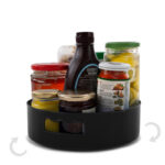 23 CM Multifunctional Plastic Rotatable Storage Tray 360° Degree Spinning Organizer for Kitchen Pantry Bathroom Makeup and Cosmetics Black
