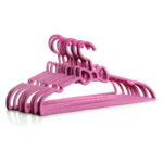 28 CM Set of 10 Plastic Hangers for Kids Heavy Duty and Space Saving Clothes Hangers with Non Slip Grooves for Children and Toddler Clothes Purple