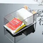 3 Compartments Clear Acrylic Cotton Pads Holder Storage Box and Vanity Organizer for Cotton Swabs and Q Tips 1 Piece - Image 4