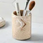 3 Pieces Resin Decorative Bathroom Accessories Set Bath Accessory Kit with Toothbrush Holder Liquid Soap Dispenser and Soap Dish Tray Beige - Image 2
