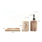 3 Pieces Resin Decorative Bathroom Accessories Set Bath Accessory Kit with Toothbrush Holder Liquid Soap Dispenser and Soap Dish Tray Beige - Image 3