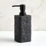 3 Pieces Resin Decorative Bathroom Accessories Set Bath Accessory Kit with Toothbrush Holder Liquid Soap Dispenser and Soap Dish Tray Black - Image 2