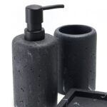 3 Pieces Resin Decorative Bathroom Accessories Set Bath Accessory Kit with Toothbrush Holder Liquid Soap Dispenser and Soap Dish Tray Black - Image 4
