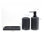 3 Pieces Resin Decorative Bathroom Accessories Set Bath Accessory Kit with Toothbrush Holder Liquid Soap Dispenser and Soap Dish Tray Black - Image 3