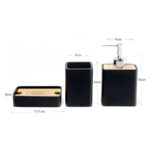 3 Pieces Resin Decorative Bathroom Accessories Set Bath Accessory Kit with Toothbrush Holder Liquid Soap Dispenser and Soap Dish Tray Black - Image 3