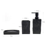 3 Pieces Resin Decorative Bathroom Accessories Set Bath Accessory Kit with Toothbrush Holder Liquid Soap Dispenser and Soap Dish Tray Black - Image 3