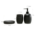 3 Pieces Resin Decorative Bathroom Accessories Set Bath Accessory Kit with Toothbrush Holder Liquid Soap Dispenser and Soap Dish Tray Black - Image 3