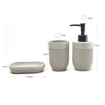 3 Pieces Resin Decorative Bathroom Accessories Set Bath Accessory Kit with Toothbrush Holder Liquid Soap Dispenser and Soap Dish Tray Gray - Image 3