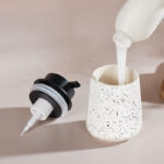 3 Pieces Resin Decorative Bathroom Accessories Set Bath Accessory Kit with Toothbrush Holder Liquid Soap Dispenser and Soap Dish Tray White - Image 2