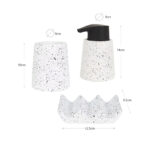 3 Pieces Resin Decorative Bathroom Accessories Set Bath Accessory Kit with Toothbrush Holder Liquid Soap Dispenser and Soap Dish Tray White - Image 3