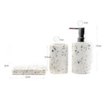 3 Pieces Resin Decorative Bathroom Accessories Set Bath Accessory Kit with Toothbrush Holder Liquid Soap Dispenser and Soap Dish Tray White - Image 3