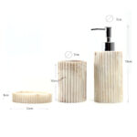 3 Pieces Resin Decorative Bathroom Accessories Set Bath Accessory Kit with Toothbrush Holder Liquid Soap Dispenser and Soap Dish Tray White - Image 3