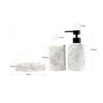 3 Pieces Resin Decorative Bathroom Accessories Set Bath Accessory Kit with Toothbrush Holder Liquid Soap Dispenser and Soap Dish Tray White - Image 3