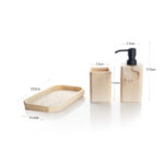 3 Pieces Resin Decorative Bathroom Accessories Set Bath Accessory Kit with Toothbrush Holder Liquid Soap Dispenser and Storage Tray Beige - Image 3