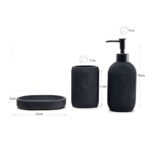 3 Pieces Resin Decorative Bathroom Accessories Set Bath Accessory Striped Kit with Toothbrush Holder Liquid Soap Dispenser and Soap Dish Tray Black - Image 3