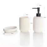 3 Pieces Resin Decorative Bathroom Accessories Set Bath Accessory Striped Kit with Toothbrush Holder Liquid Soap Dispenser and Soap Dish Tray White - Image 3
