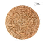 30 CM Handmade Round Rattan Placemat Heat Resistant Table Pad for Dining Table and Kitchen Countertop 1 Piece - Image 3