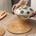 30 CM Handmade Round Rattan Placemat Heat Resistant Table Pad for Dining Table and Kitchen Countertop 1 Piece