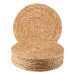 38 CM Handmade Wicker Woven Round Placemat Heat Resistant Table Pad for Dining Table and Kitchen Countertop 1 Piece