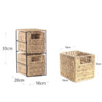 2 Drawer Woven Wicker Storage Cabinets Slim Chest of Drawers with Metal Frame Storage Cabinet Unit Organizer for Bathroom and Living Room 1 Piece - Image 3