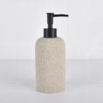 3 Pieces Resin Decorative Bathroom Accessories Set Bath Accessory Kit with Toothbrush Holder Liquid Soap Dispenser and Soap Dish Tray Beige - Image 2