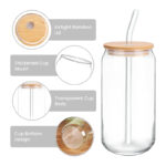400 ML Drinking Glass Jar with Bamboo Lid and Glass Straw Tumbler Glass for Iced Coffee Juice Cocktail Beer and Cold Beverages 1 Piece - Image 4