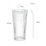 350 ML Glass Ribbed Drinking Glass Jar with Glass Lid and Straw Tumbler Glass for Iced Coffee Juice Cocktail Beer and Cold Beverages 1 Piece - Image 3