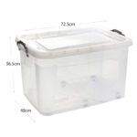 80 L Multipurpose Clear Plastic Storage Box with Lid and Wheels Stackable Storage and Organizer Container for Home Kitchen and Office 1 Piece - Image 3
