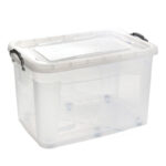 80 L Multipurpose Clear Plastic Storage Box with Lid and Wheels Stackable Storage and Organizer Container for Home Kitchen and Office 1 Piece