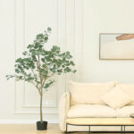 140 CM Artificial Eucalyptus Tree Fake Eucalyptus Plant Faux Tree for Home Decor Office Hotel Indoor and Outdoor Decoration 1 Piece Green - Image 2
