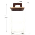 1.4 L Borosilicate Glass Food Storage Container with Airtight Wooden Lid and Silicone Ring for Coffee Flour Sugar and Rice 1 Piece - Image 3