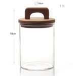 1.1 L Borosilicate Glass Food Storage Container with Airtight Wooden Lid and Silicone Ring for Coffee Flour Sugar and Spices 1 Piece - Image 3