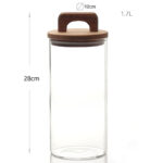 1.7 L Borosilicate Glass Food Storage Container with Airtight Wooden Lid and Silicone Ring for Rice Lentil Sugar and Spaghetti 1 Piece - Image 3