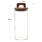 2 L Borosilicate Glass Food Storage Container with Airtight Wooden Lid and Silicone Ring for Rice Lentil Sugar and Spaghetti 1 Piece - Image 3