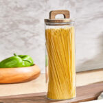 2 L Borosilicate Glass Food Storage Container with Airtight Wooden Lid and Silicone Ring for Rice Lentil Sugar and Spaghetti 1 Piece - Image 2