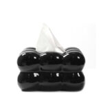 20 CM Ceramic Tissue Box Holder Modern Creative Bubble Shaped Tissue Box for Living Room Bedroom and Table Decoration 1 Piece Black